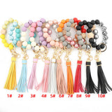 TASSEL PRINTED WOODEN BEAD KEYCHAIN_CWMM1324