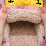 LEOPARD SMILING COTTON FUZZY SLIPPERS WOMEN_CWSHS0278
