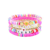 5PCS SMILING FACE LETTER BEAD BRACELET SET_CWMM0537