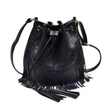 Cwab4539_Drawstring Handmade Tassel Bucket Shoulder Bag