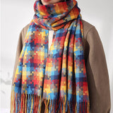 PLAID FRINGE SCARF TRENDY WINTER WRAP_CWASC0199