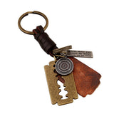 PERSONALIZED ALLOY BLADE COWHIDE KEYCHAIN_CWMM4712