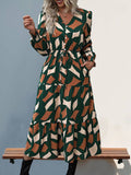 Temperament V-Neck Button-Up Long Dress
