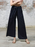 Solid Color Sag All-In-One Lace-Up Wide-Leg Pants