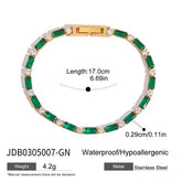 18K GOLD GREEN ZIRCON TENNIS CHAIN BRACELET_CWAJE4780