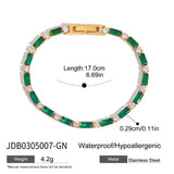 18K GOLD GREEN ZIRCON TENNIS CHAIN BRACELET_CWAJE4780