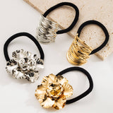 MINIMALIST METAL FLOWER LOW PONYTAIL HAIR TIE_CWAHA6170