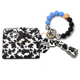 MEN S COW PRINT WALLET KEYCHAIN WITH SILICONE BEADS_CWAB4994