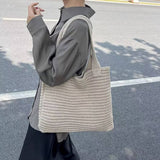 Cwab4574_Solid Color Large Capacity Knitted Shoulder Bag