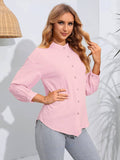 Womens Solid Color Long Sleeve Casual Shirt