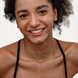 SMILEY FACE FLOWER GLASS BEAD NECKLACE_CWMM3643