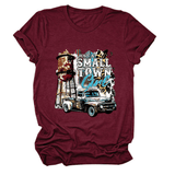 JUST A SMALL TOWN GIRL PRINT T SHIRT LOOSE FIT_CWTTS1525