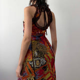 Stylish And Retro Tie-Dyed Printed U-Neck Dress