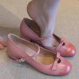 Vintage Leather Mary Janes With Bow Strap