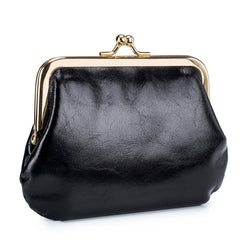 Vintage Short Gold Clip Bag Mini Leather Wallet_Cwab3749