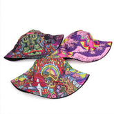 DOUBLE SIDED VINTAGE GRAFFITI PRINT BUCKET HAT_CWAH1546