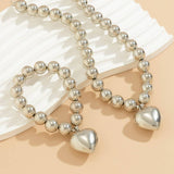 IMITATION PEARL HEART SHAPED PENDANT NECKLACE_CWAJE1166