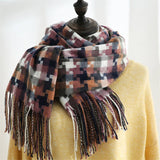 PLAID FRINGE SCARF TRENDY WINTER WRAP_CWASC0199