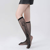Women Fishnet Knee Stockings Hollow Out Calf Socks_Cwms0231
