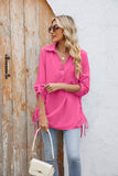 Solid-Color Loose Mid-Sleeved Chiffon Shirt