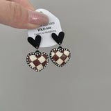 Trendy Black Heart-Shaped Earrings