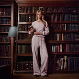 V-Neck Fitted Cardigan Lace-Up Wide-Leg Pant Set