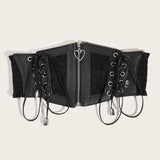 Women Heart-Shaped Zipper Elastic Waistband_Cwabe0306