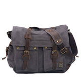 Vintage Canvas Leather Laptop Satchel For Men_Cwab5567