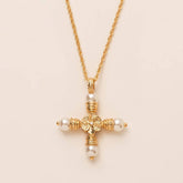 PERSONALIZED PEARL ZIRCON CROSS NECKLACE_CWMM5307