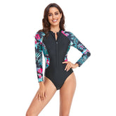 MULTICOLOR PRINTED ONE PIECE ZIP UP SWIMSUIT_CWMW0296