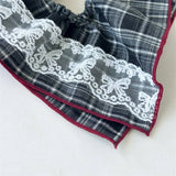 Vintage Plaid Scarf Layered Scrunchie Tie_Cwaha07671