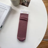 Women'S Solid Color Cashmere Lace Mid-Calf Socks_Cwms1120