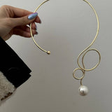 Waterdrop Imitation Pearl Fashion Metal Necklace_Cwmm3129