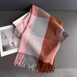 Colorblock Plaid Tassel Scarf Wrap For Winter_Cwasc03275
