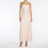 Strapless Textured Lace Sequin Backless Dress