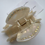 RHINESTONE FLOWER BUTTERFLY HAIR CLAW CHIC SPARKLE_CWAHA1348