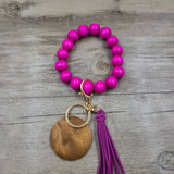MULTI COLORED WOODEN BEAD BRACELET KEYCHAIN_CWAJE1069