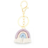 HANDMADE COTTON KEYCHAIN 3 8CM RAINBOW BOHO PENDANT_CWAB5072