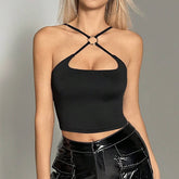 Solid-Color Sexy Cross-Neck Halter Vest