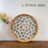 RATTAN FRUIT PLATE TEA ROOM SHELLBASKET ROUND PLATE_CWMM4495