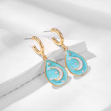 Womens Moon Pendant Necklace Earrings Set