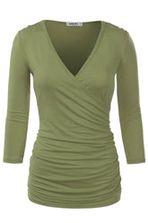 Women Solid V Neck Shirt_Cwttl1404