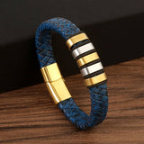 LAKE BLUE LEATHER MAGNET BUCKLE BRACELET_CWAJE1462