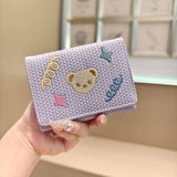 Cute Embroidered Bear Trifold Wallet_Cwab06216
