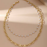 Trendy Geometric Layered Pearl Necklace_Cwmm3580