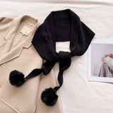 Cozy Knit Pom Pom Scarf Warm Winter Wrap_Cwasc03459