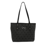 POLKA DOT BLACK BOW UNDERARM TOTE_CWAB3316