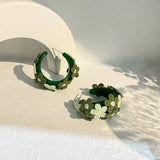 SUMMER EMBROIDERED FLOWER STUD EARRINGS HANDMADE_CWMM6184