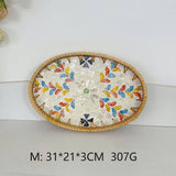 RATTAN OVAL FRUIT TEA SHELL TRAY STORAGE BASKET_CWMM4502