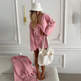 Plush Lace-Up Casual Home Crop Top And Shorts Set